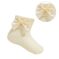S123-LEM: Lemon Ankle Socks w/Large Bow (0-24 Months)